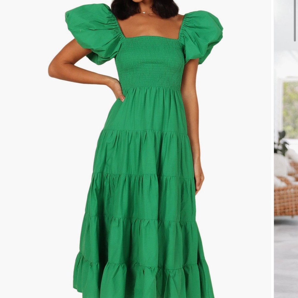 Petal & Pup Annette Puff Midi Sleeve A Line Dress